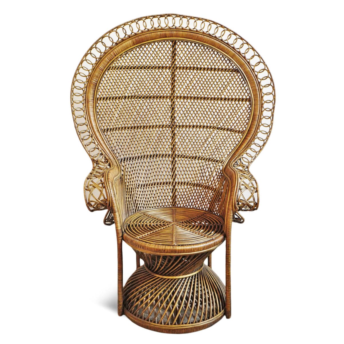 Tea Stain Rattan Loop Peacock Chair - Thumbnail 2
