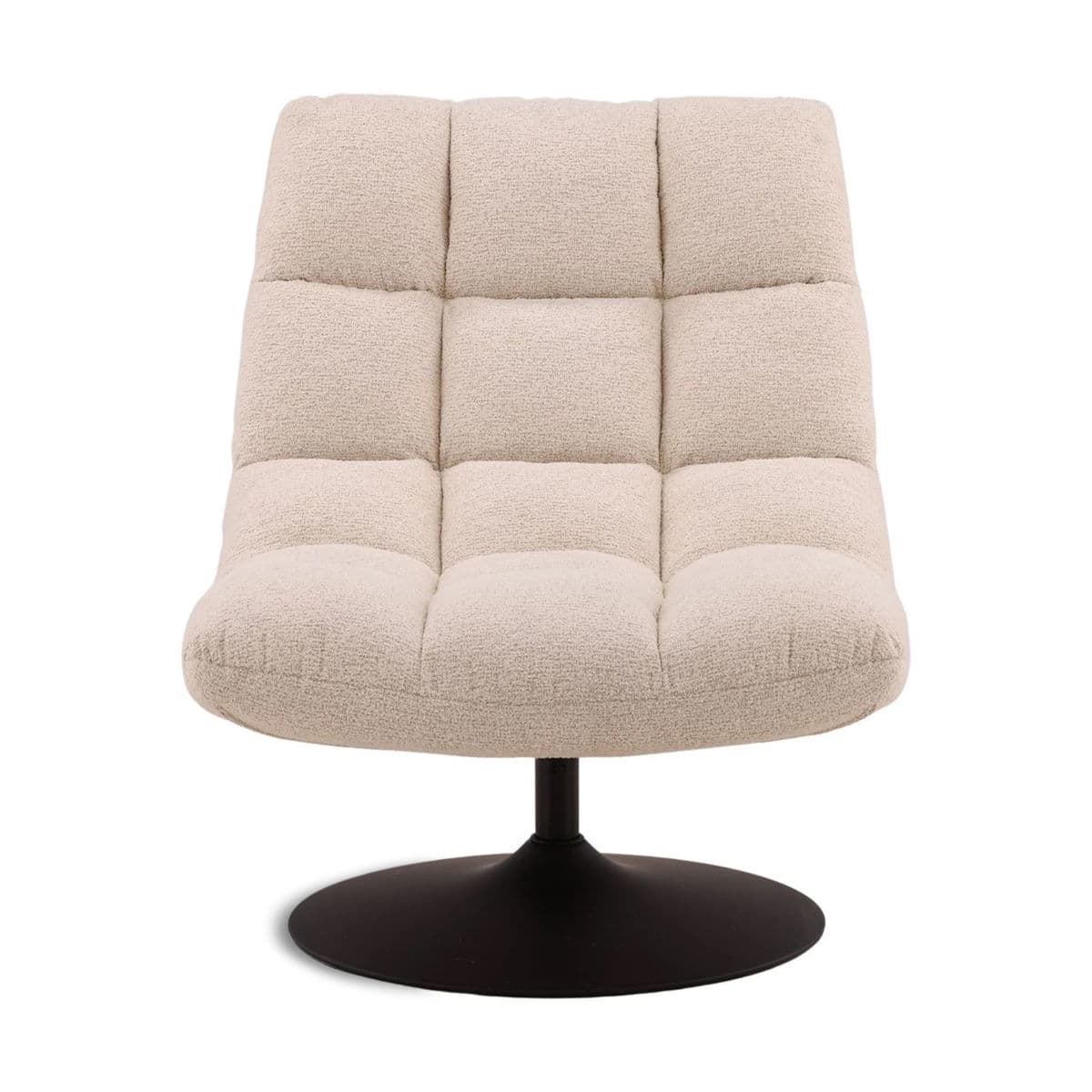 Tufted Cream Boucle Swivel Chair - Thumbnail 2
