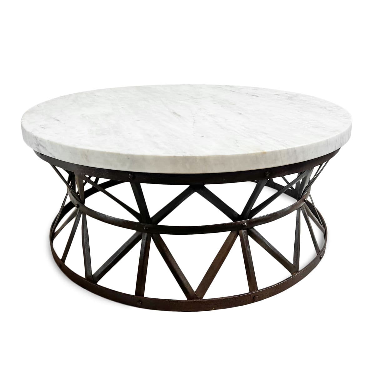 White Marble X Iron Base Coffee Table - Thumbnail 2
