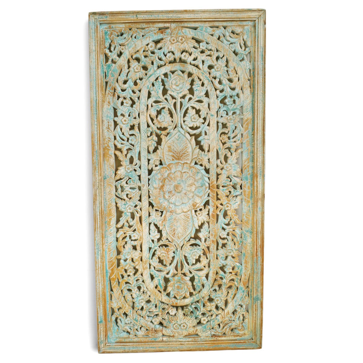 Blue Wash Wood Carved Panel - Thumbnail 2