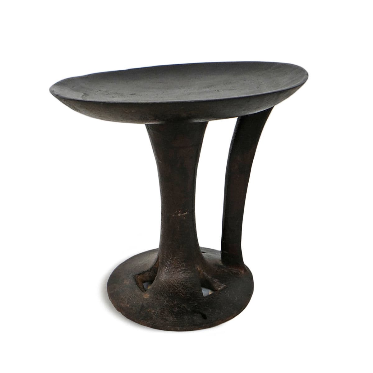 Vintage Naga Wood Serving Bowl Stool - Thumbnail 2