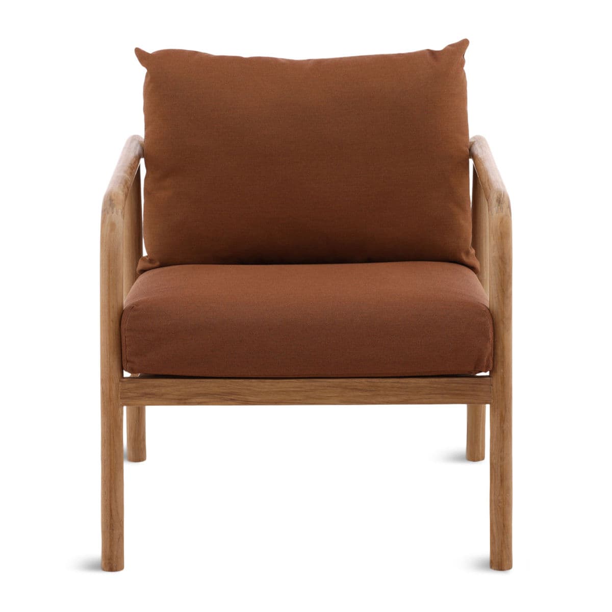 Outdoor Rust Cushion Teak Chair - Thumbnail 2