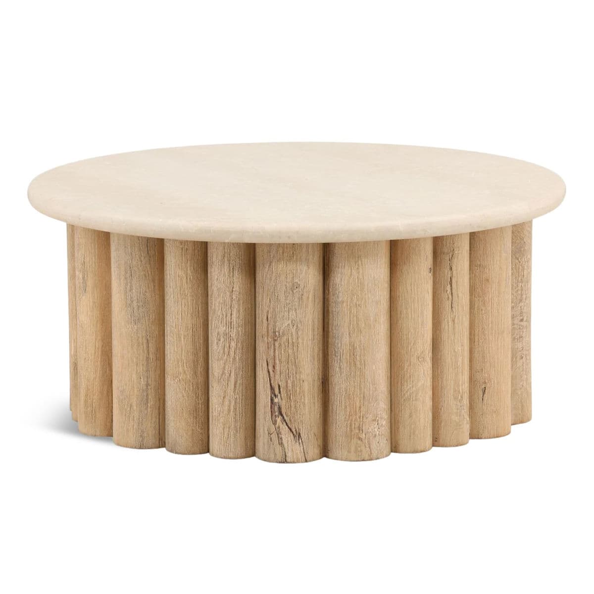 Washed Round Log Base Coffee Table - Thumbnail 2