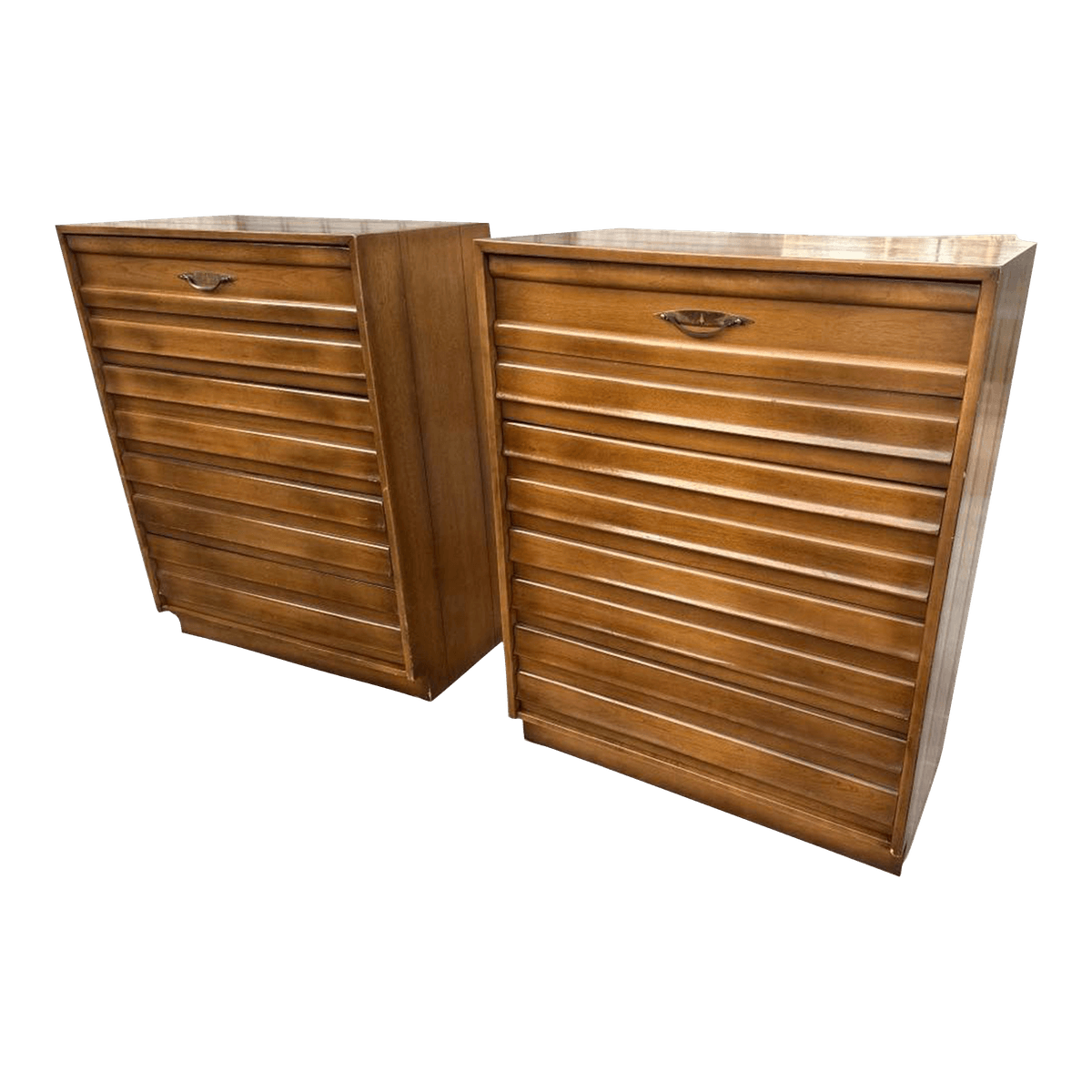 Pair of American of Martinsville Mid-Century Modern Walnut Chests of Drawers - Rare Find - Thumbnail 2