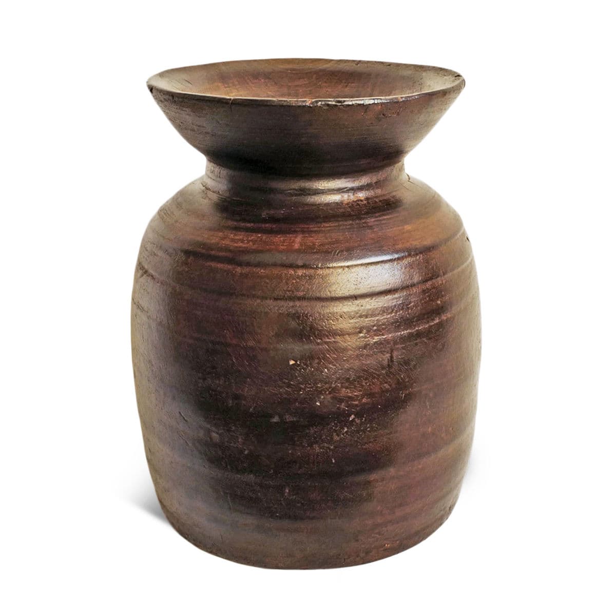 Vintage India Wood Carved Pot - Thumbnail 2