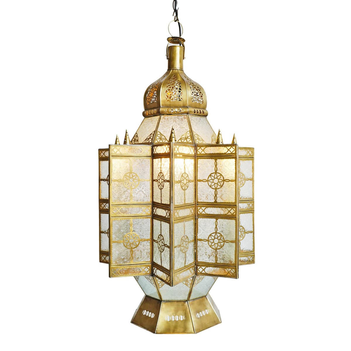 Moroccan Brass & Glass Pendant - Thumbnail 2