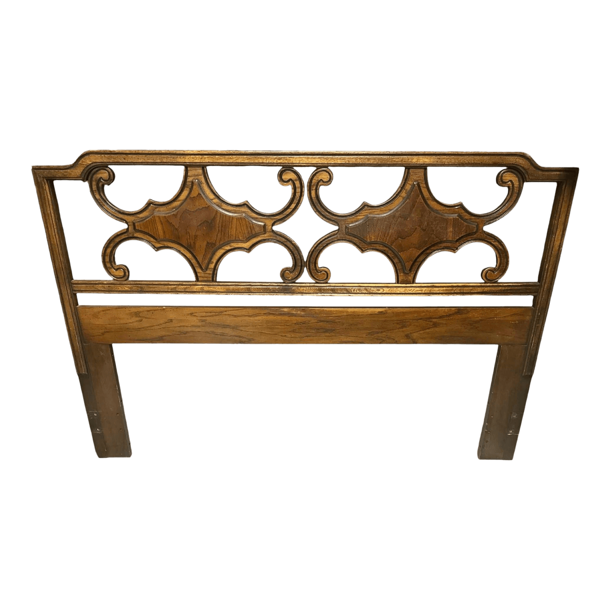 Spanish Revival Queen Size Solid Oak Headboard - Circa 1960s - Thumbnail 2