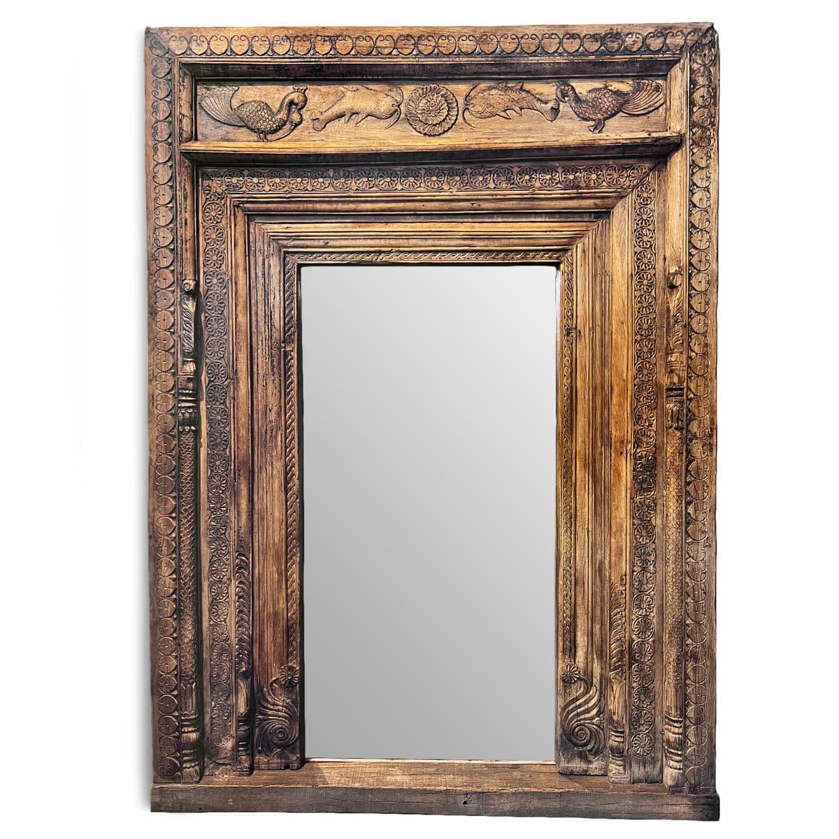 Old Agra Wood Doorway Mirror - Thumbnail 2