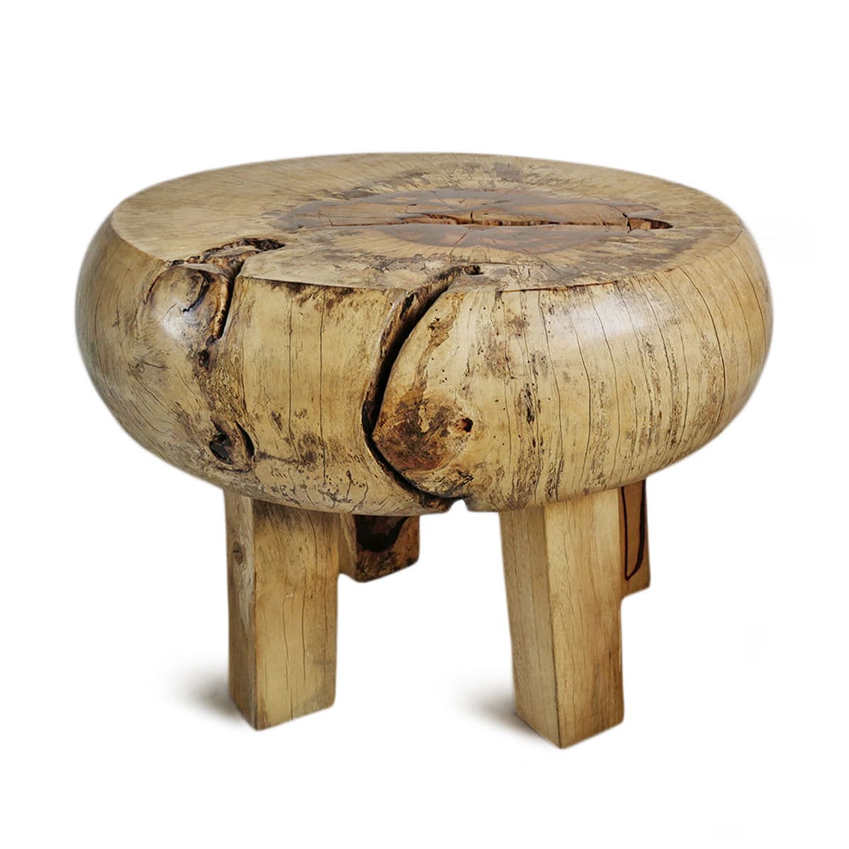 Tamarind Round Wood Stool Table - Thumbnail 2