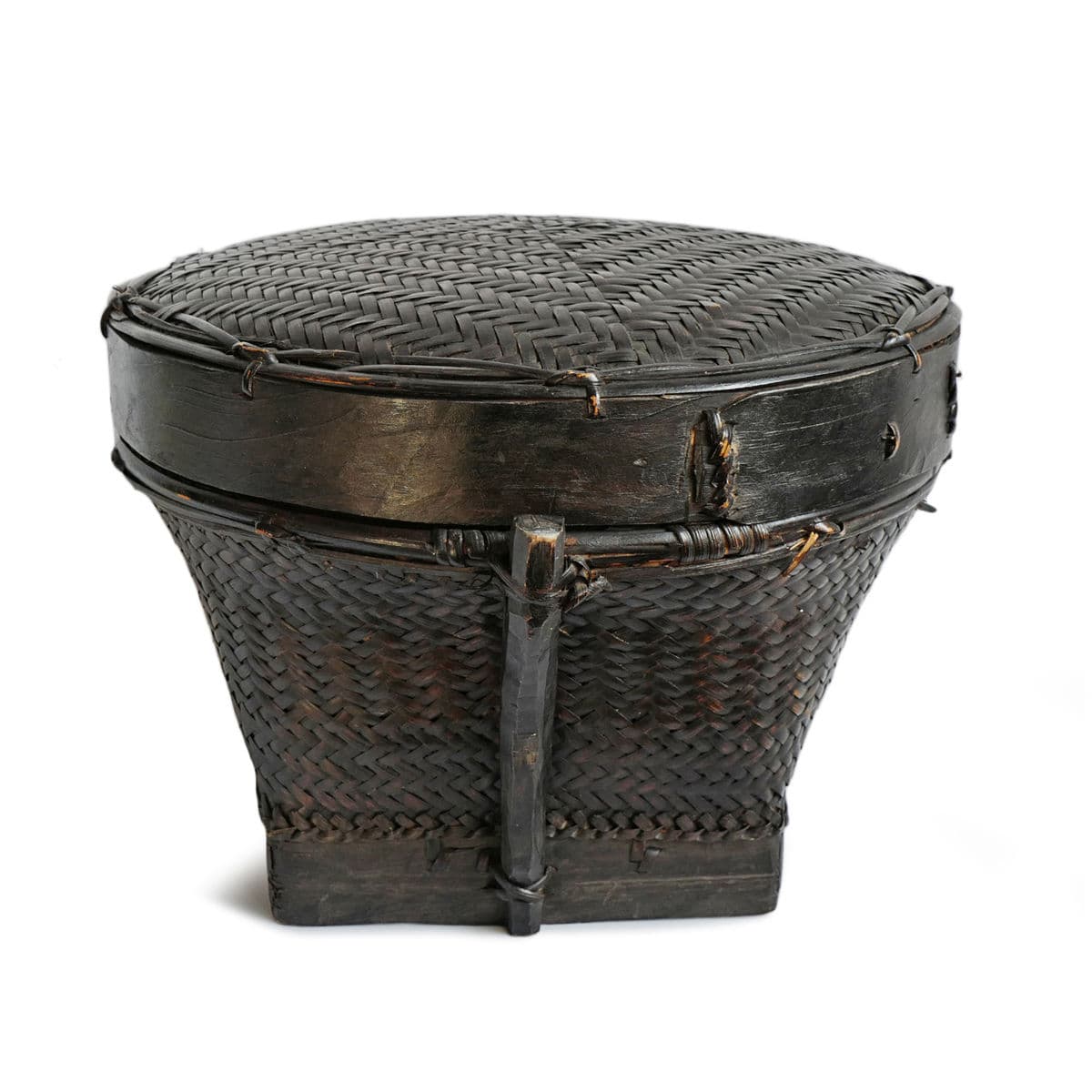Vintage Akha Thai Round Basket - Thumbnail 2