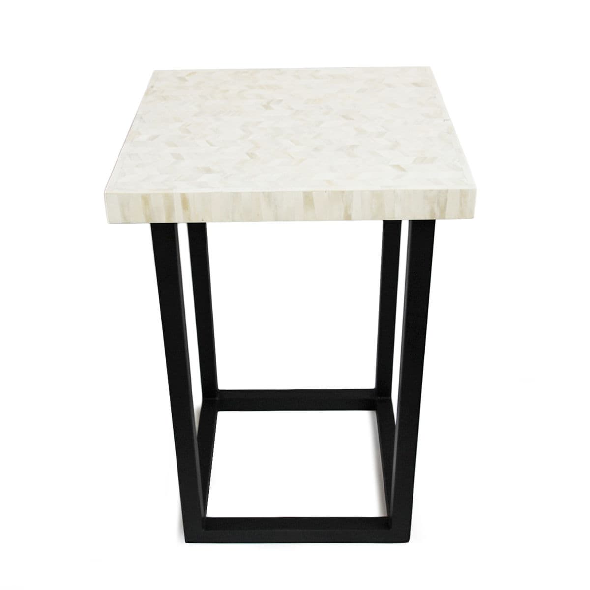 White Herringbone Inlay Side Table - Thumbnail 2