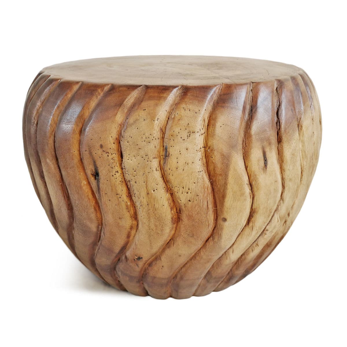 Monkey Pod Wave End Table Stool - Thumbnail 2