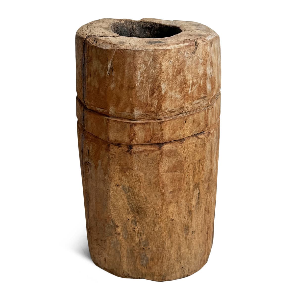 Antique India Wood Butter Pot - Thumbnail 2