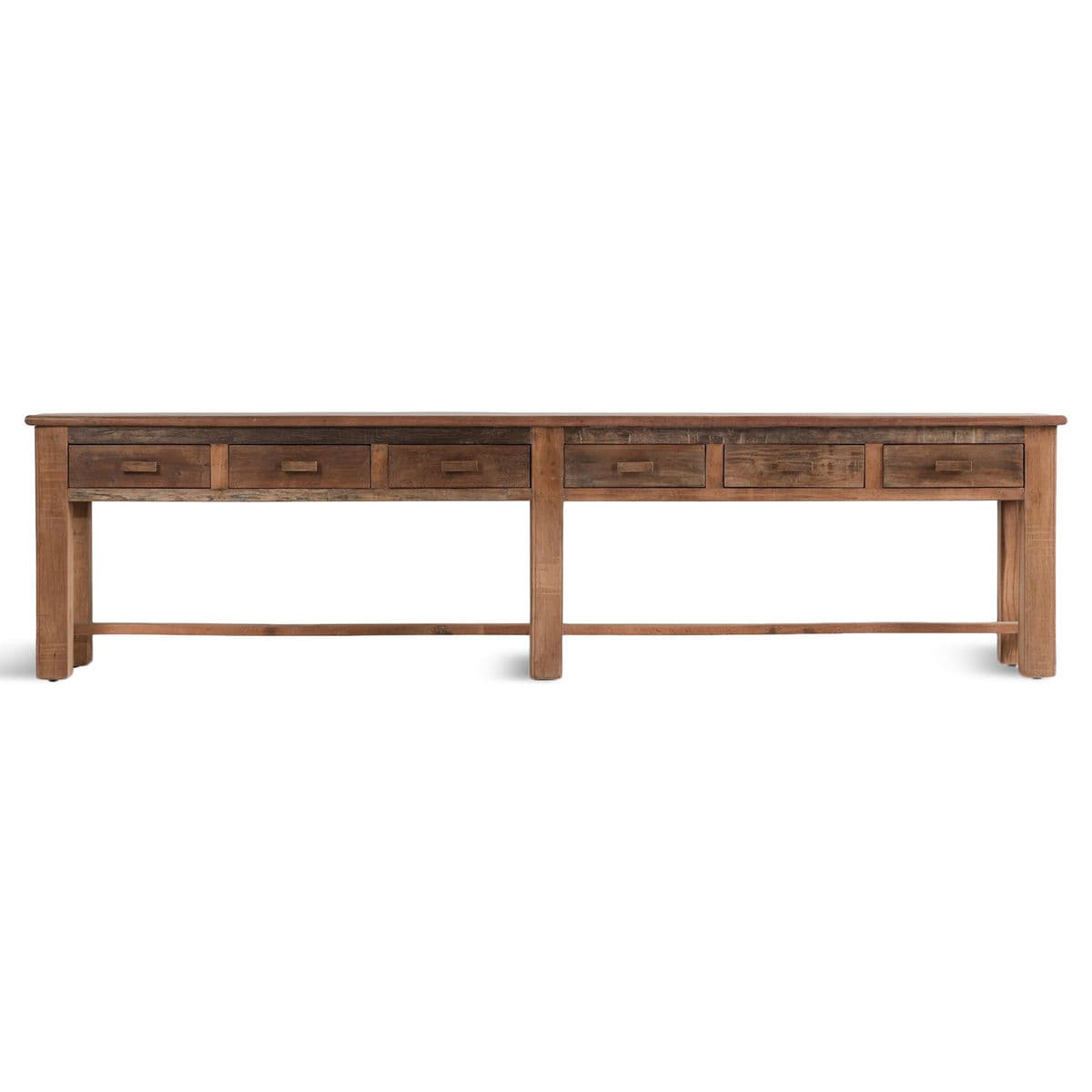 Long Farmhouse Salvaged Six-Drawer Console - Thumbnail 2