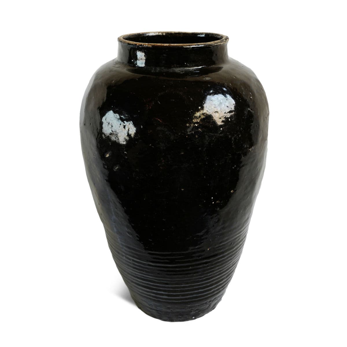 Vintage Black Ceramic Village Vase - Thumbnail 2