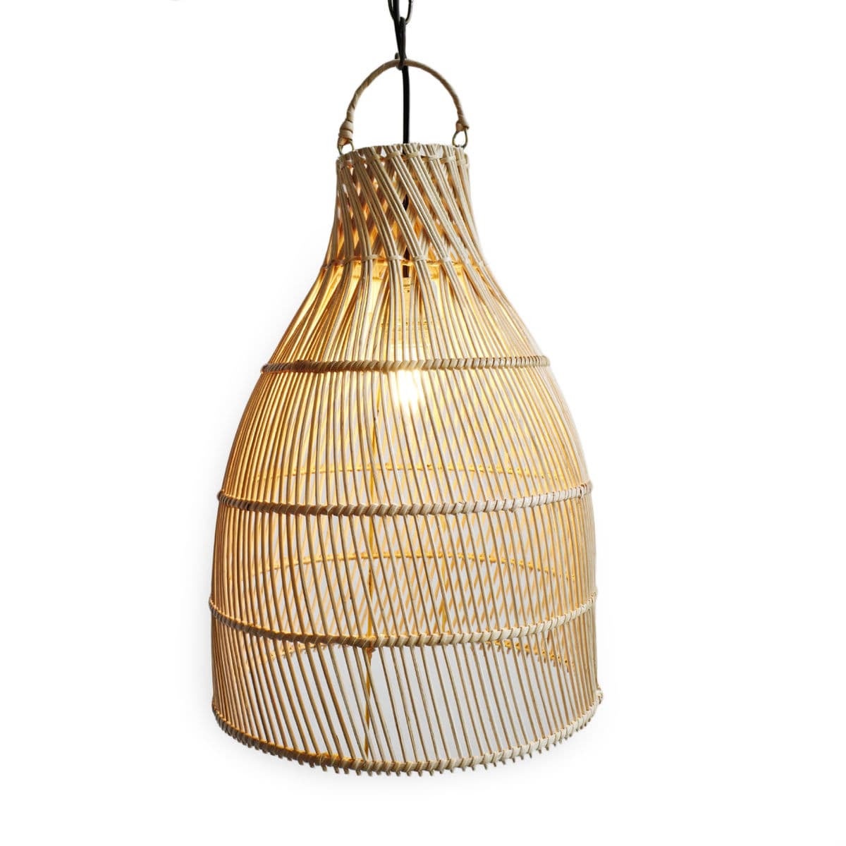 Raw Rattan Braided Lantern Pendant - Thumbnail 2