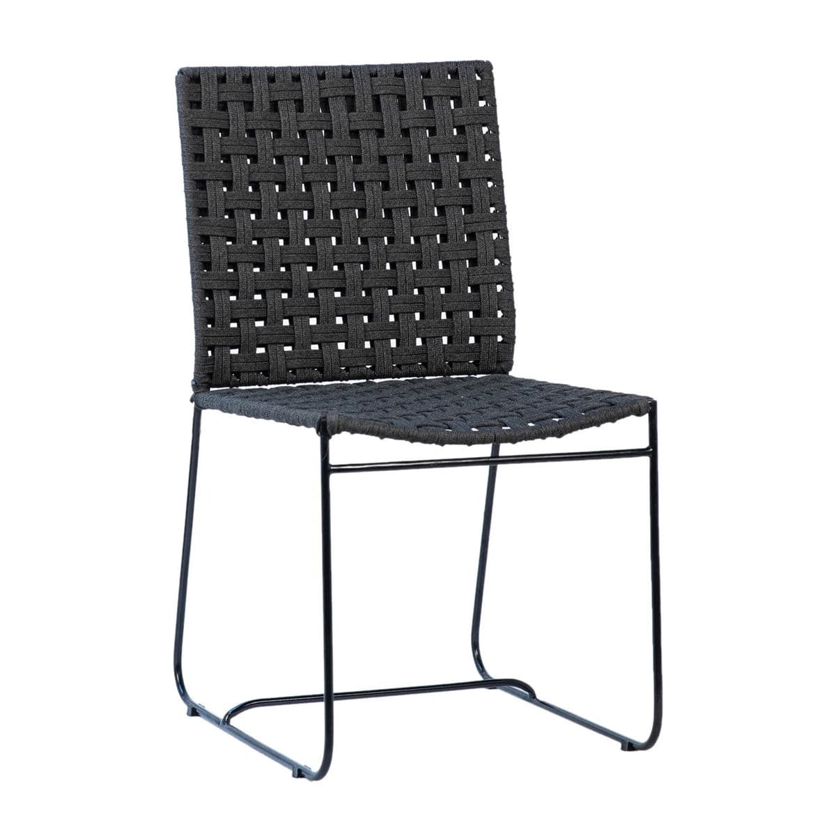 Black Woven Rope Outdoor Dining Chair - Thumbnail 2