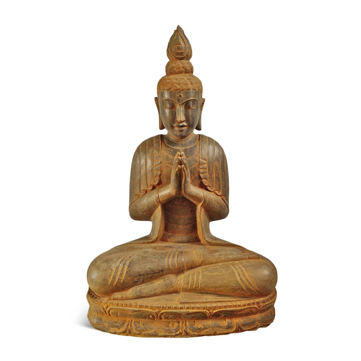 Rust Stone Sitting Garden Buddha - Thumbnail 2