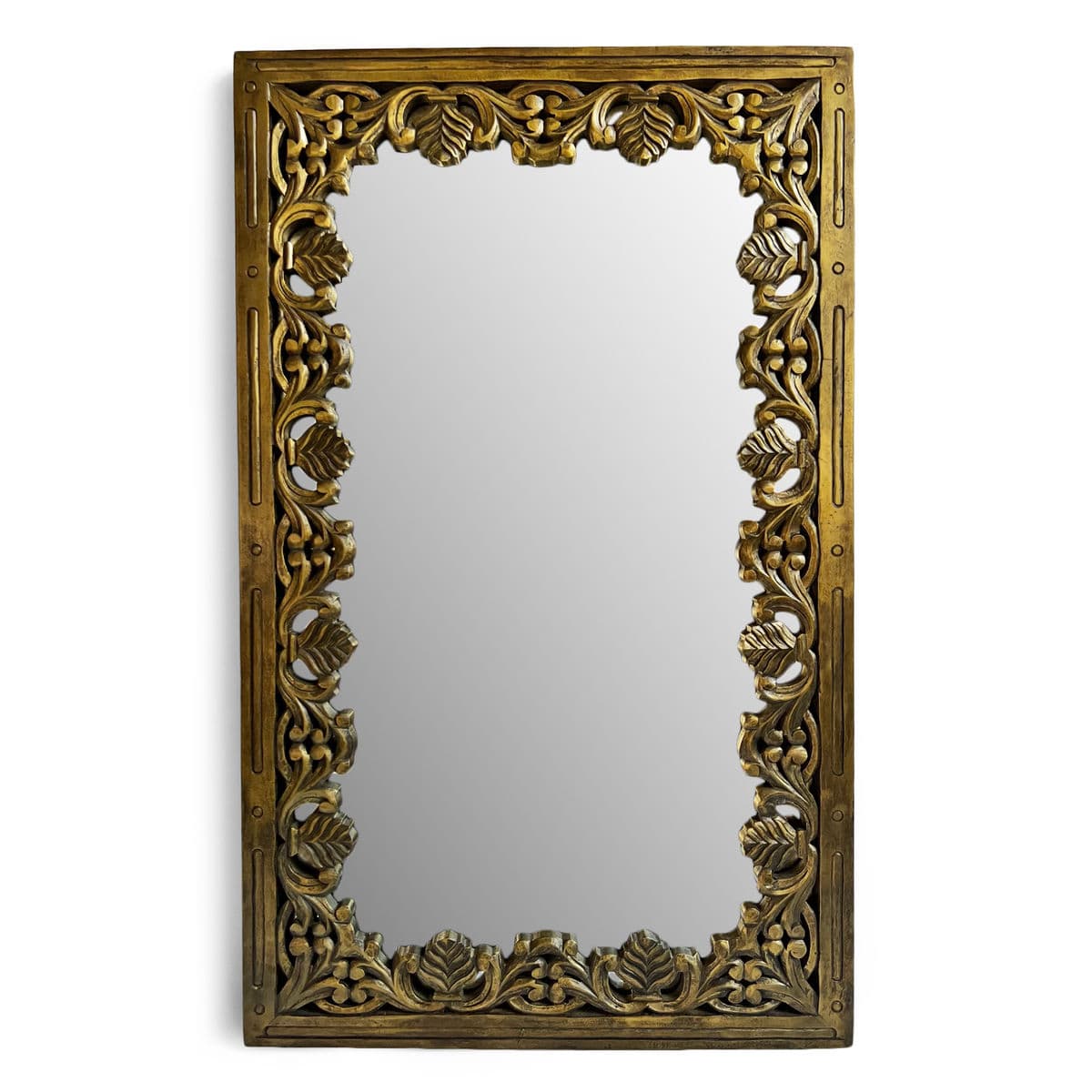 Bronze Gold Floral Wood Mirror - Thumbnail 2