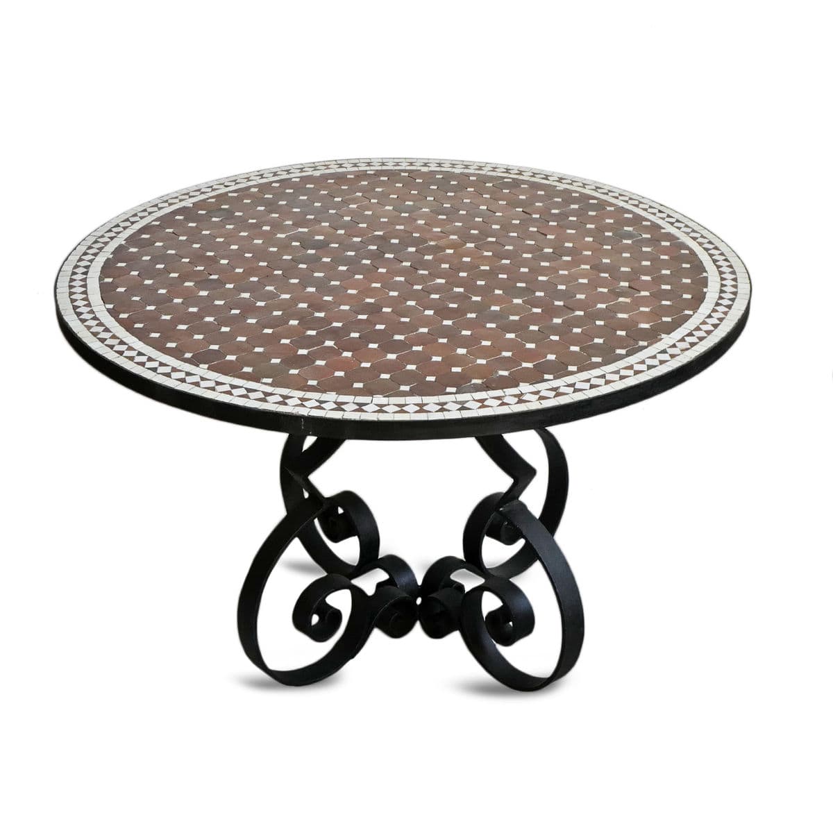 Outdoor Mosaic & Iron Scroll Table - Thumbnail 2