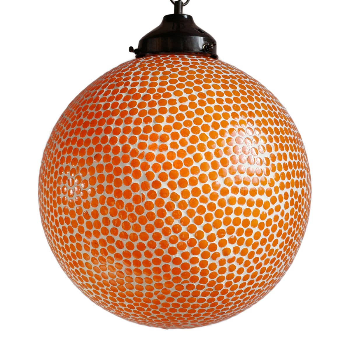 Orange Mosaic Globe Lantern Large - Thumbnail 2
