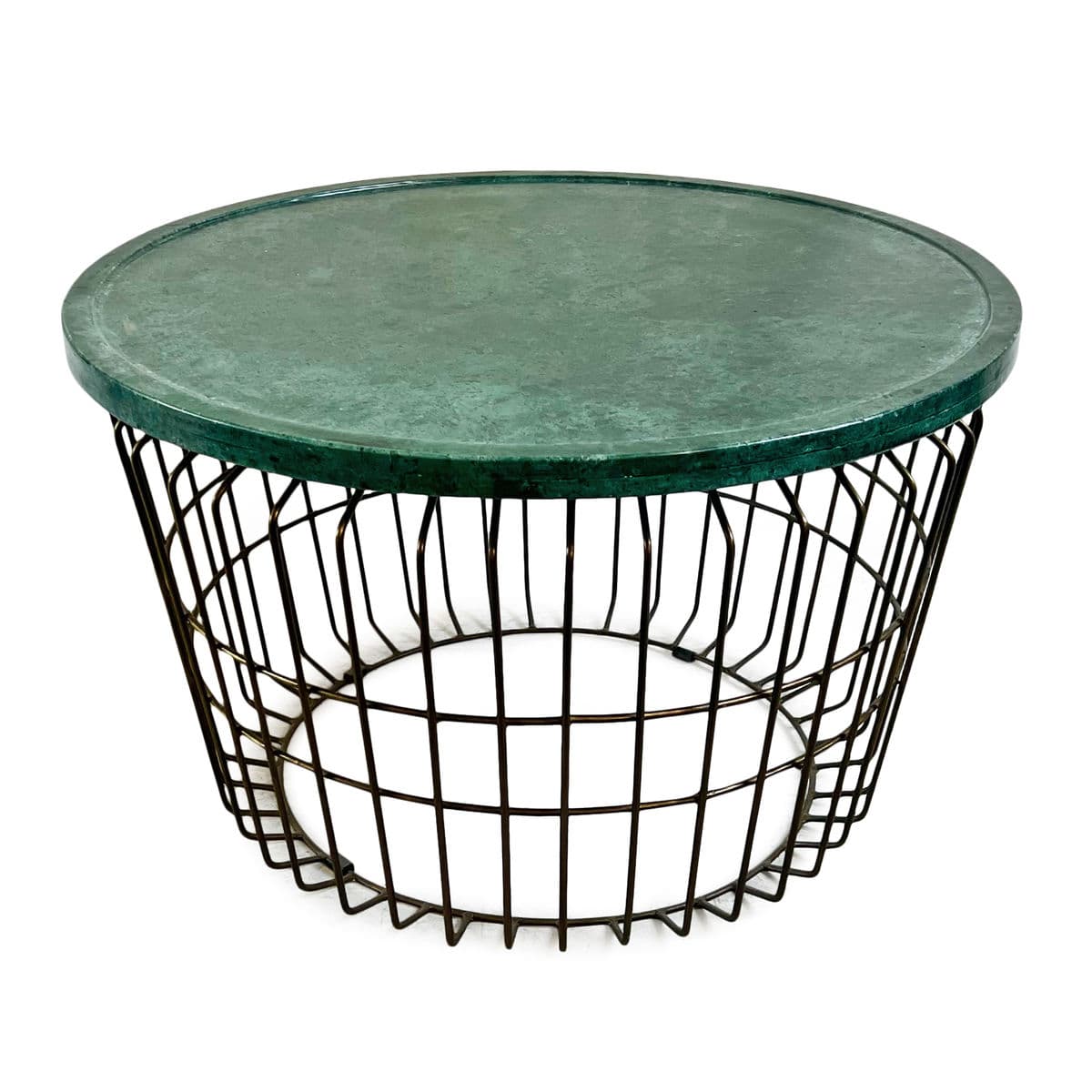 Green Stone Wire Base Coffee Table - Thumbnail 2