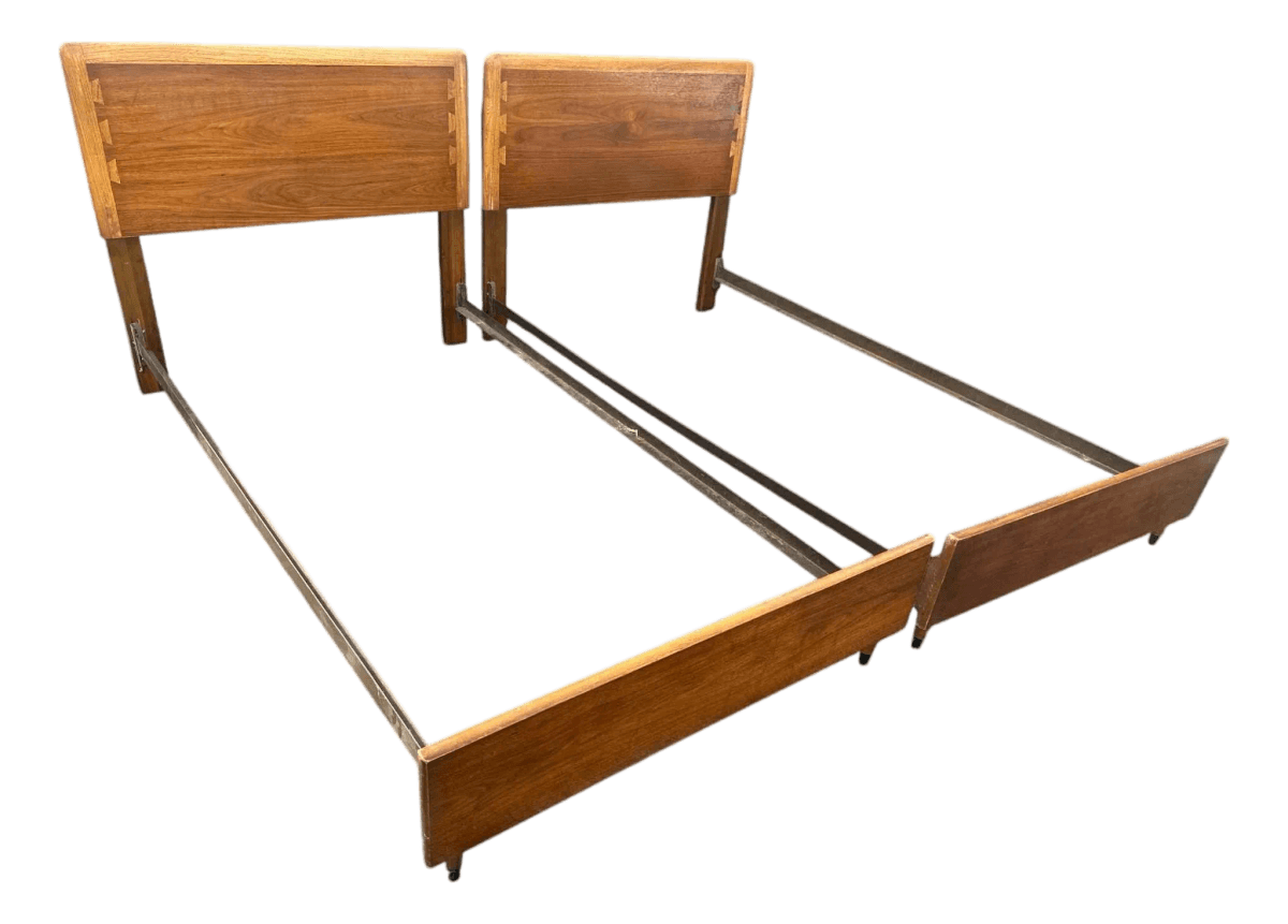 Pair of Lane Acclaim Twin Beds Designed by André Bus - Mid Century Modern Vintage 1960s - Thumbnail 2