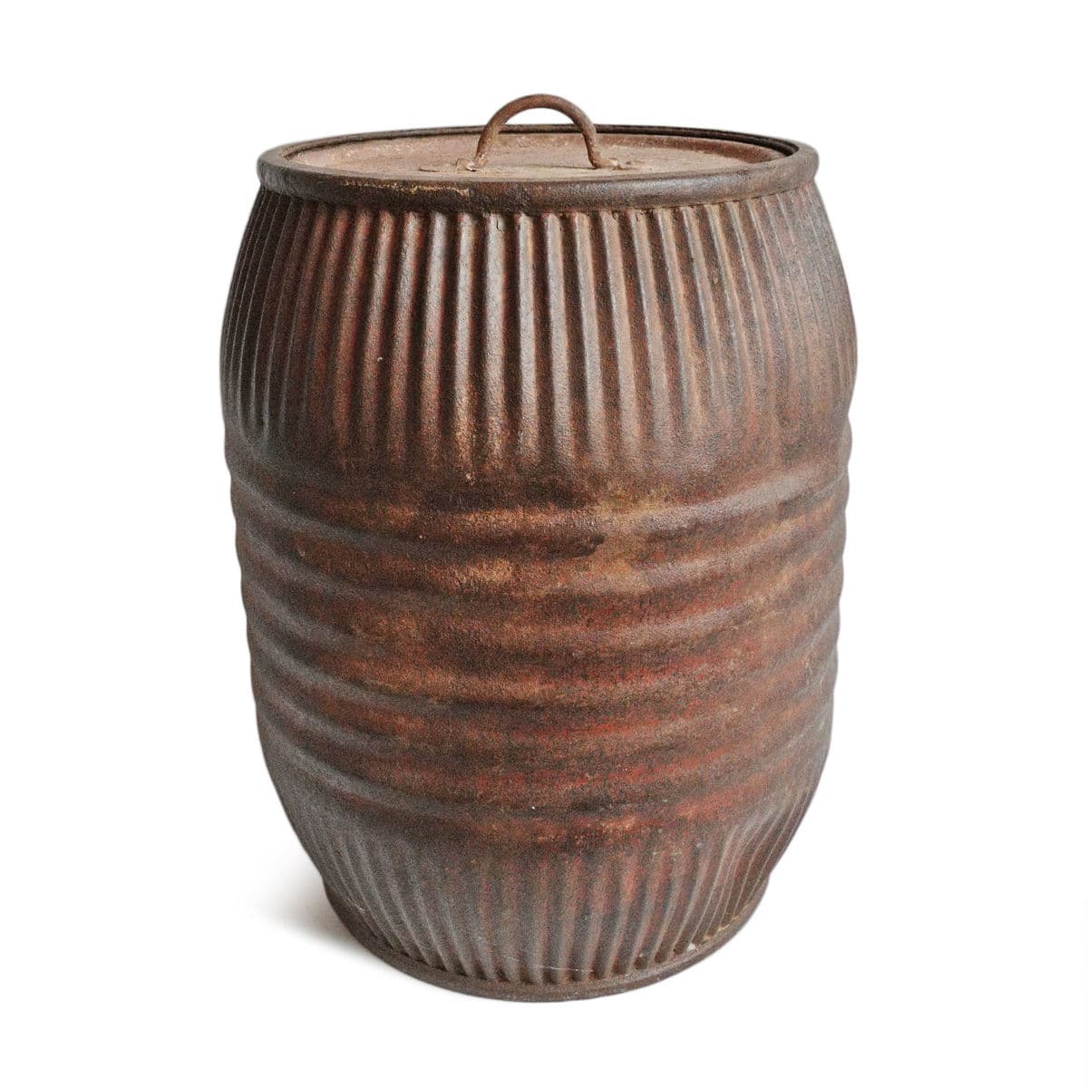 Vintage India Iron Grain Barrel - Thumbnail 2