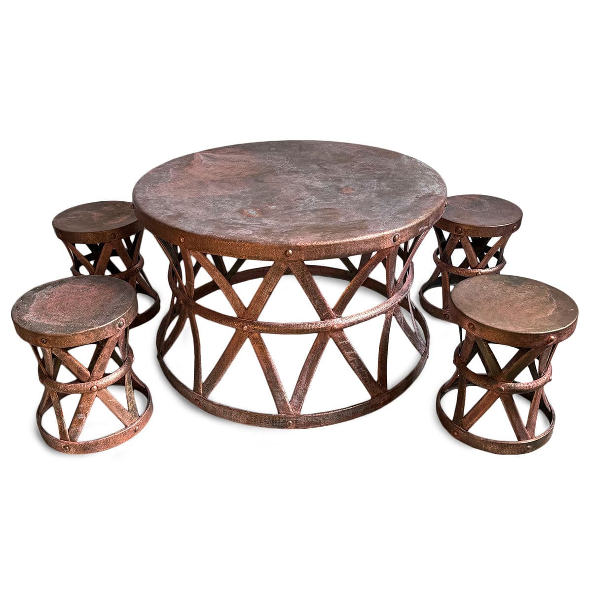Vintage Outdoor Copper Round Table Set - Thumbnail 2
