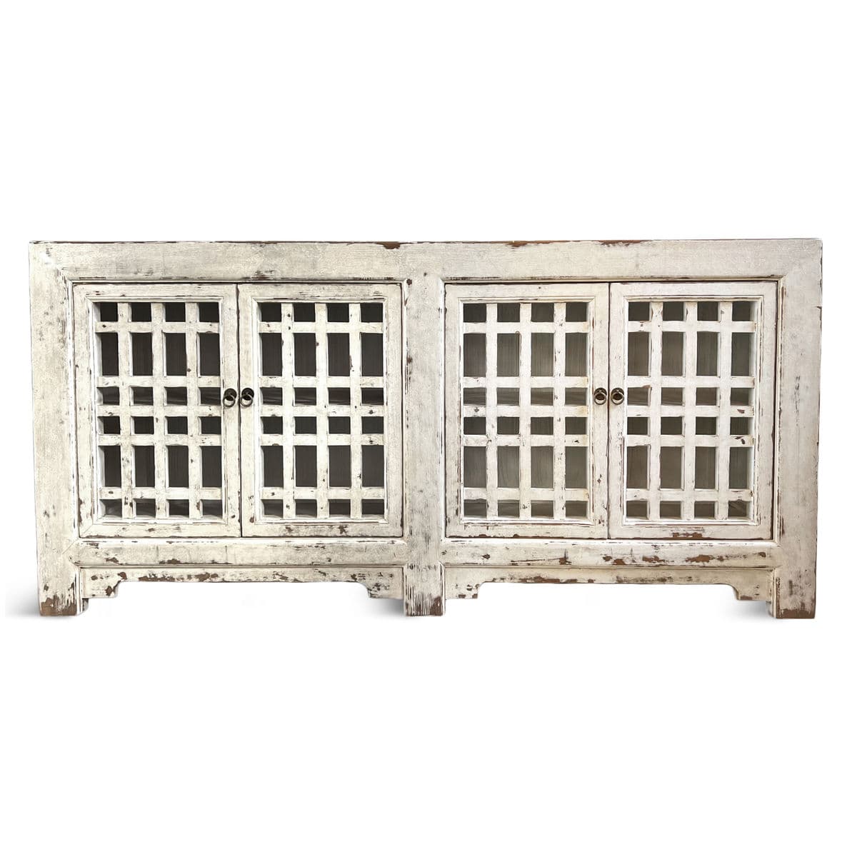 Worn White Lattice Door Sideboard - Thumbnail 2