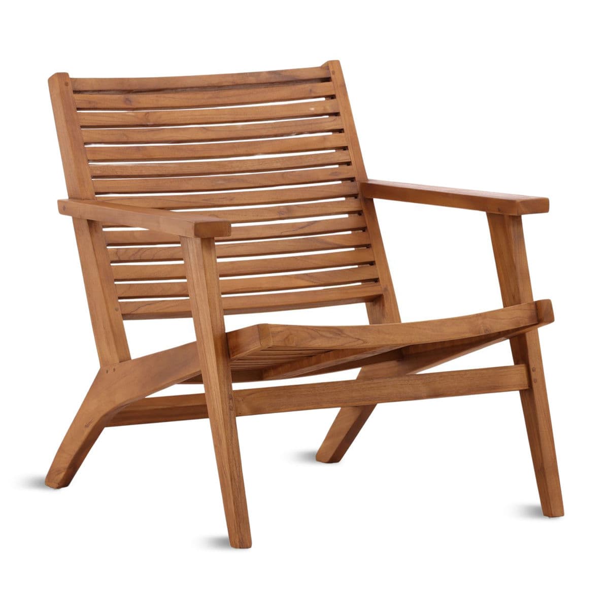 Slatted Teak Outdoor Lounge Arm Chair - Thumbnail 2