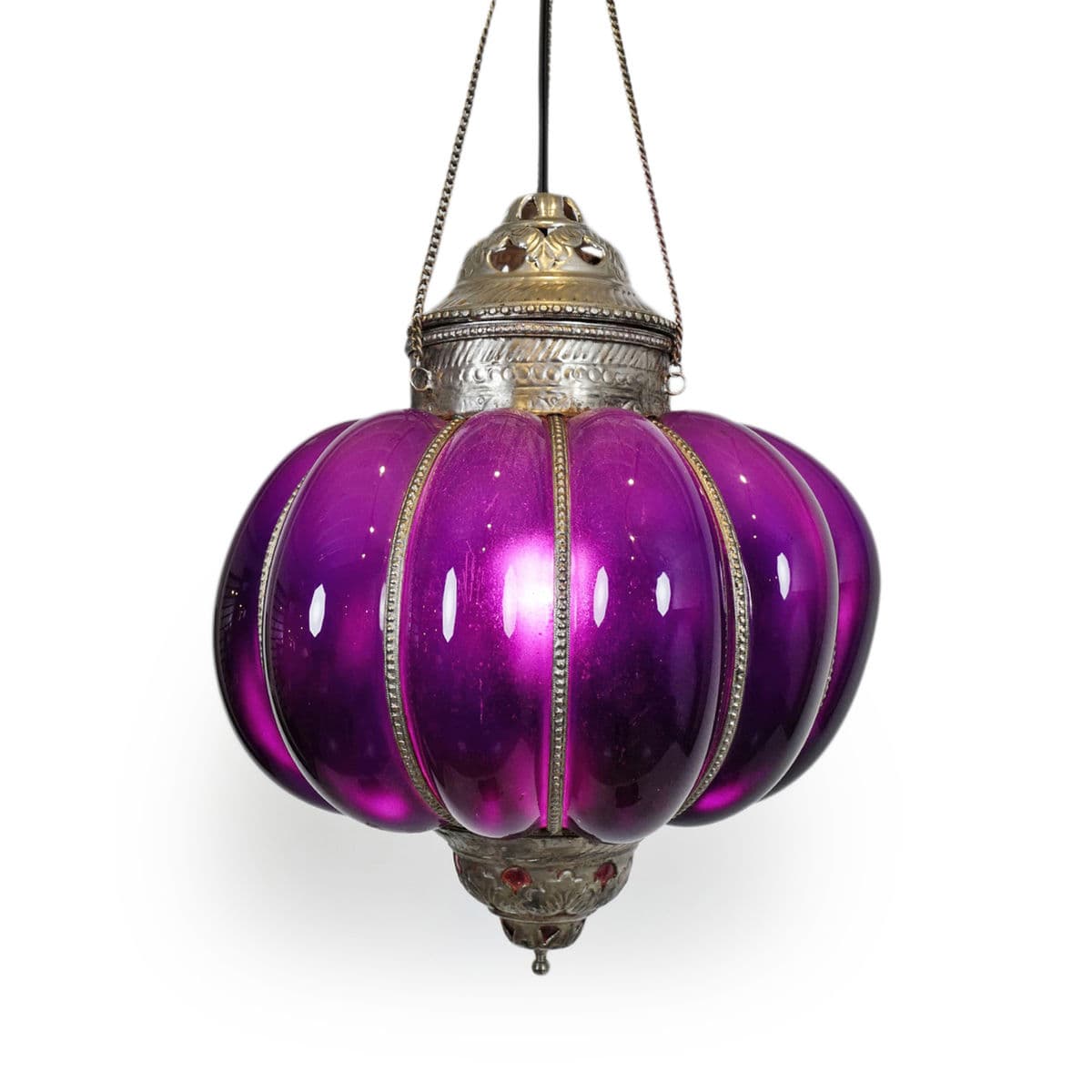 Vintage Purple Pumpkin Lantern Large - Thumbnail 2