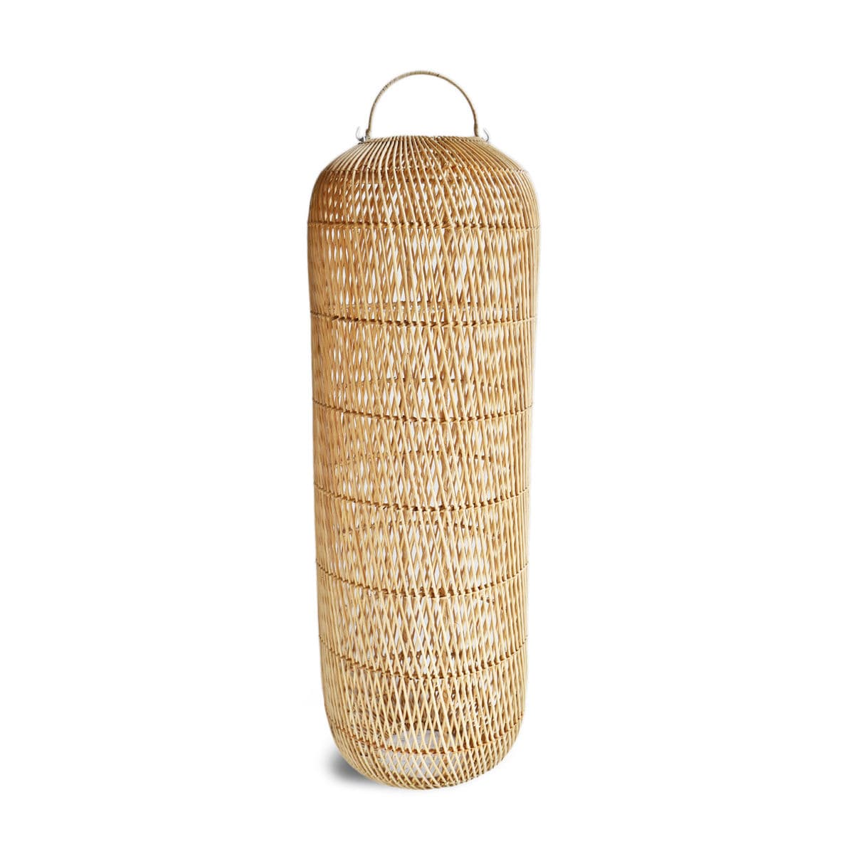 Raw Wicker Cylinder Lantern Medium - Thumbnail 2