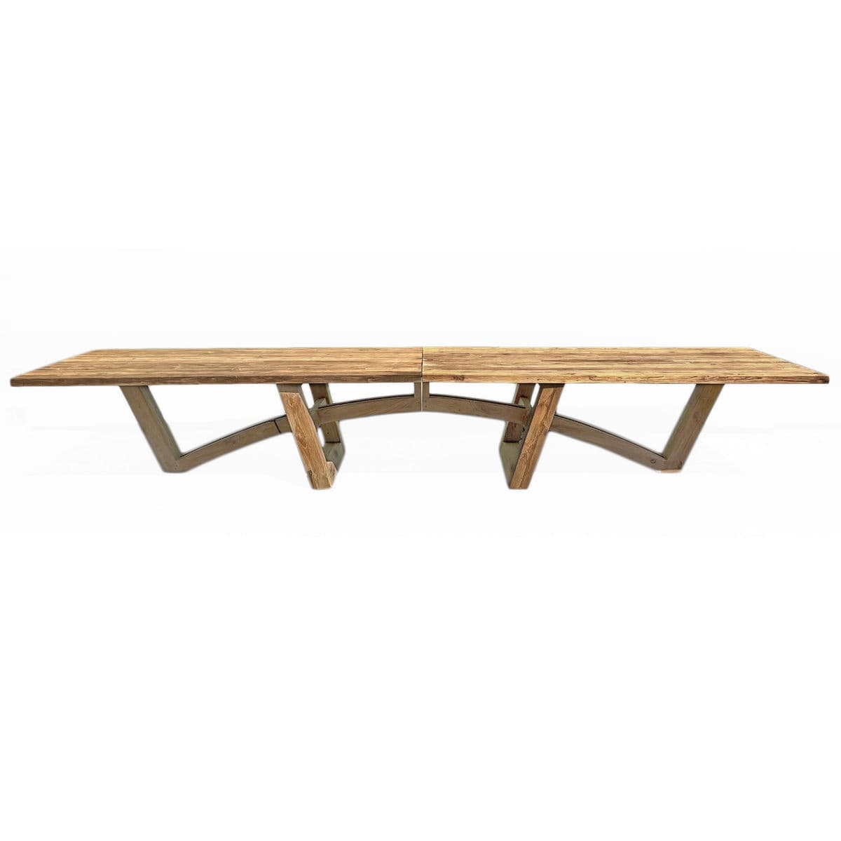 XL Teak Bow Trestle Outdoor Dining Table - Thumbnail 2