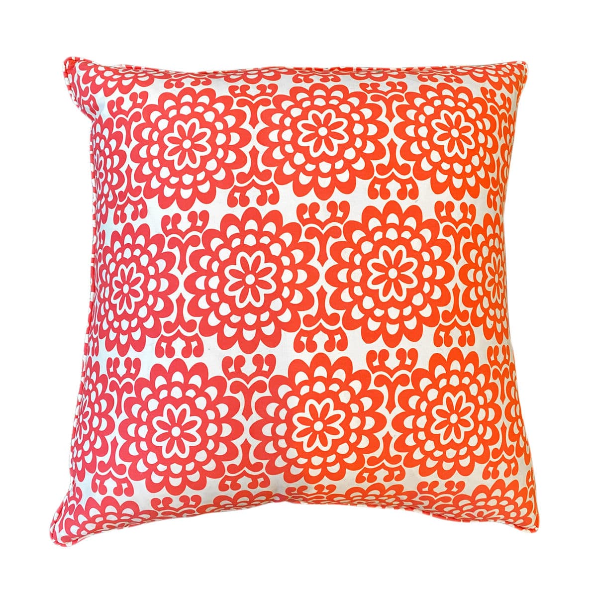 Orange Flower Print Down Pillow - Thumbnail 2
