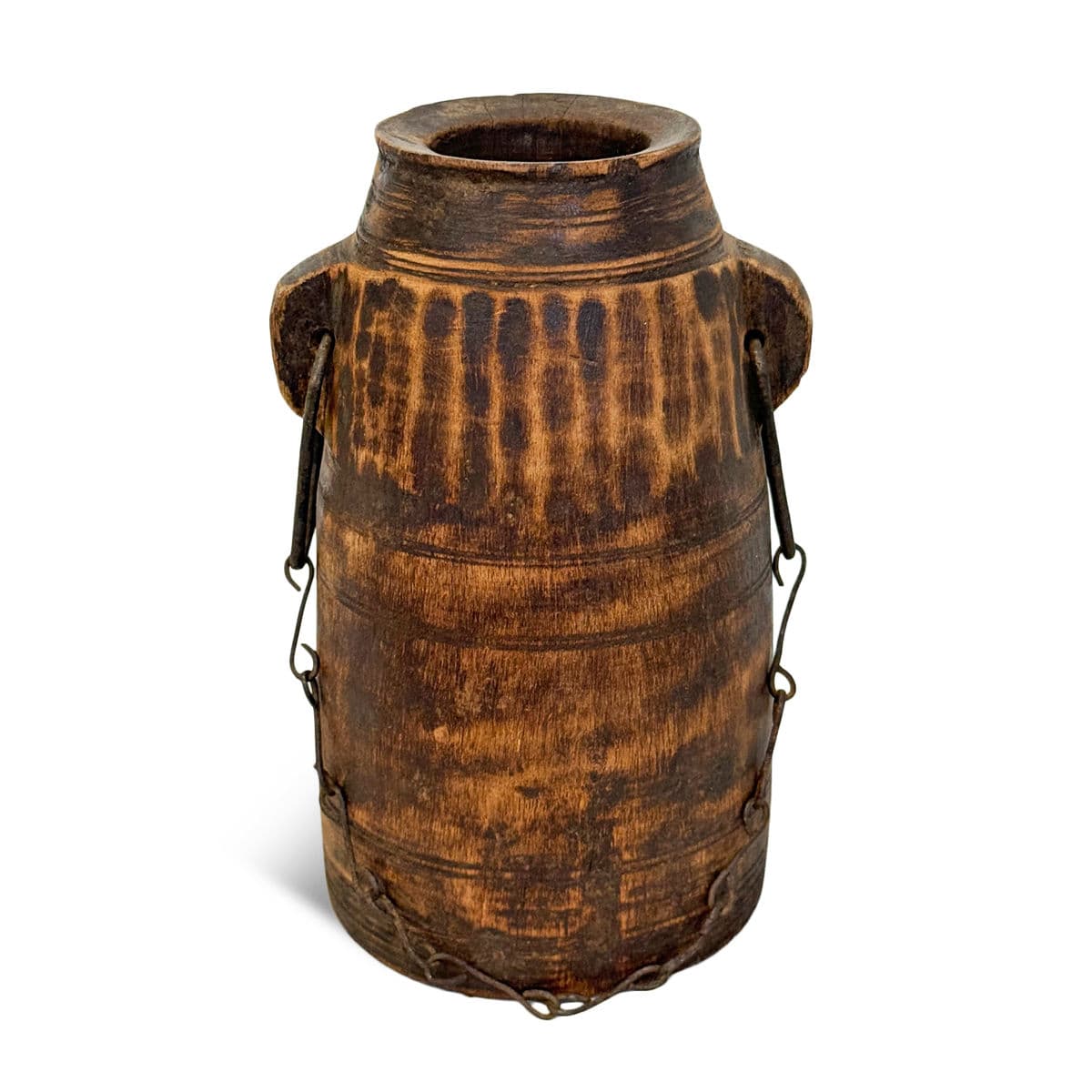 Vintage India Wood Water Pot - Thumbnail 2