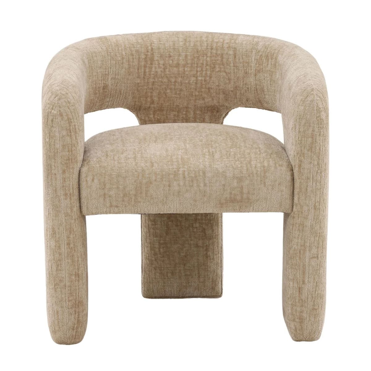 Modern U Beige Chenille Chair - Thumbnail 2