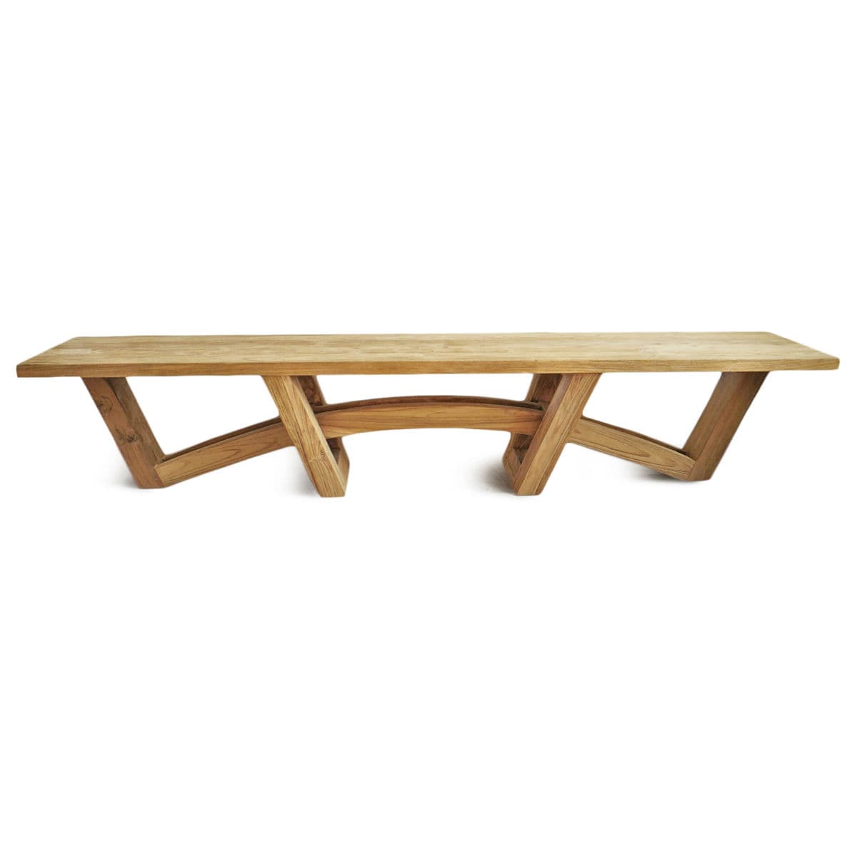 Outdoor Teak Bow Trestle Bench - Thumbnail 2