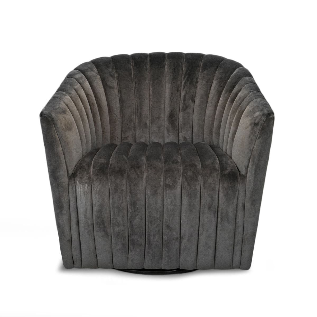 Slate Grey Velvet Swivel Chair - Thumbnail 2