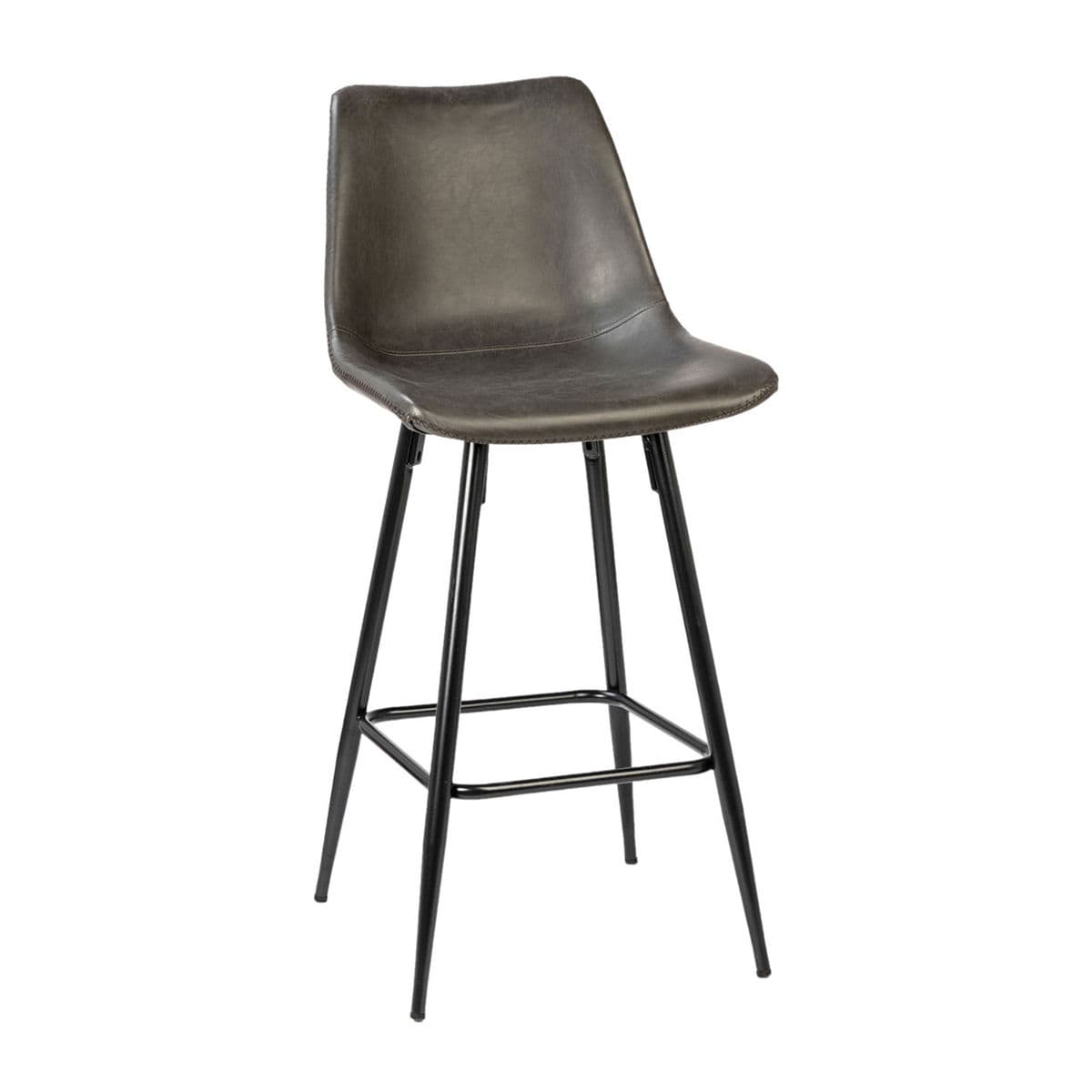 Charcoal Leather Counter Stool - Thumbnail 2