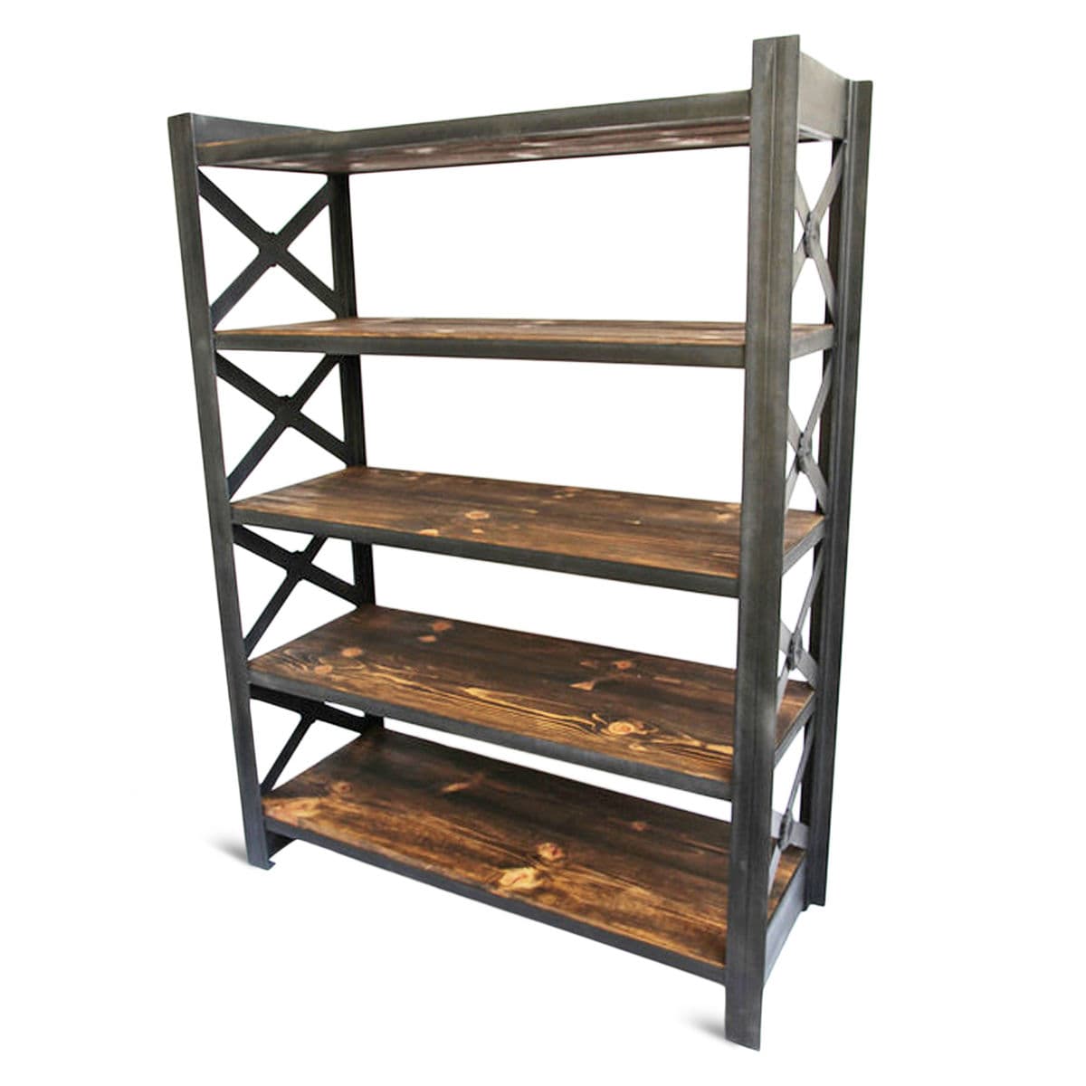 Farmhouse Wood & Iron X Shelves - Thumbnail 2