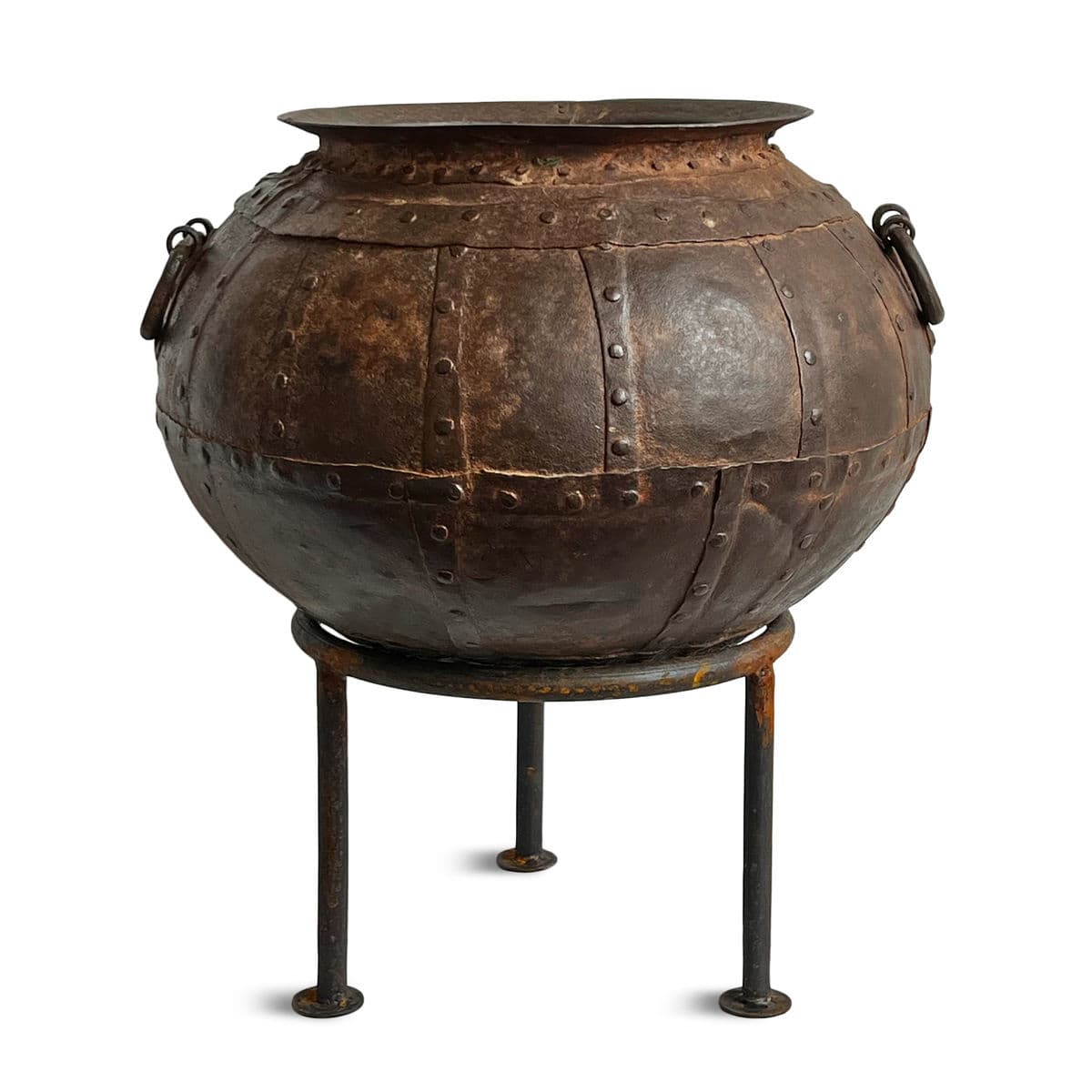 Vintage Iron Rivet Pot Planter - Thumbnail 2