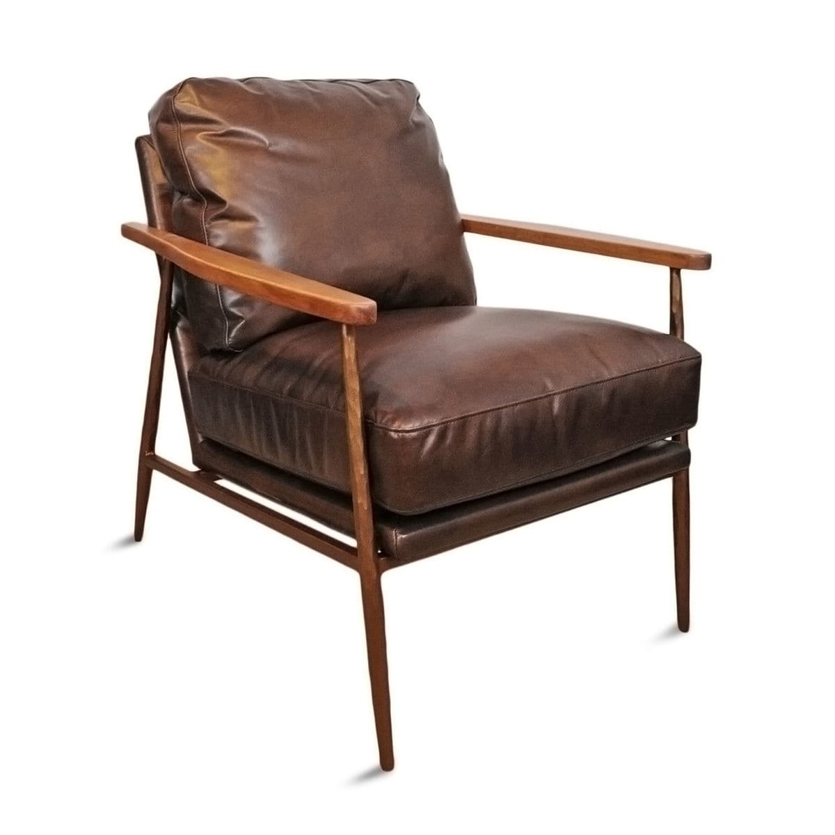 Chestnut Leather Accent Chair - Thumbnail 2