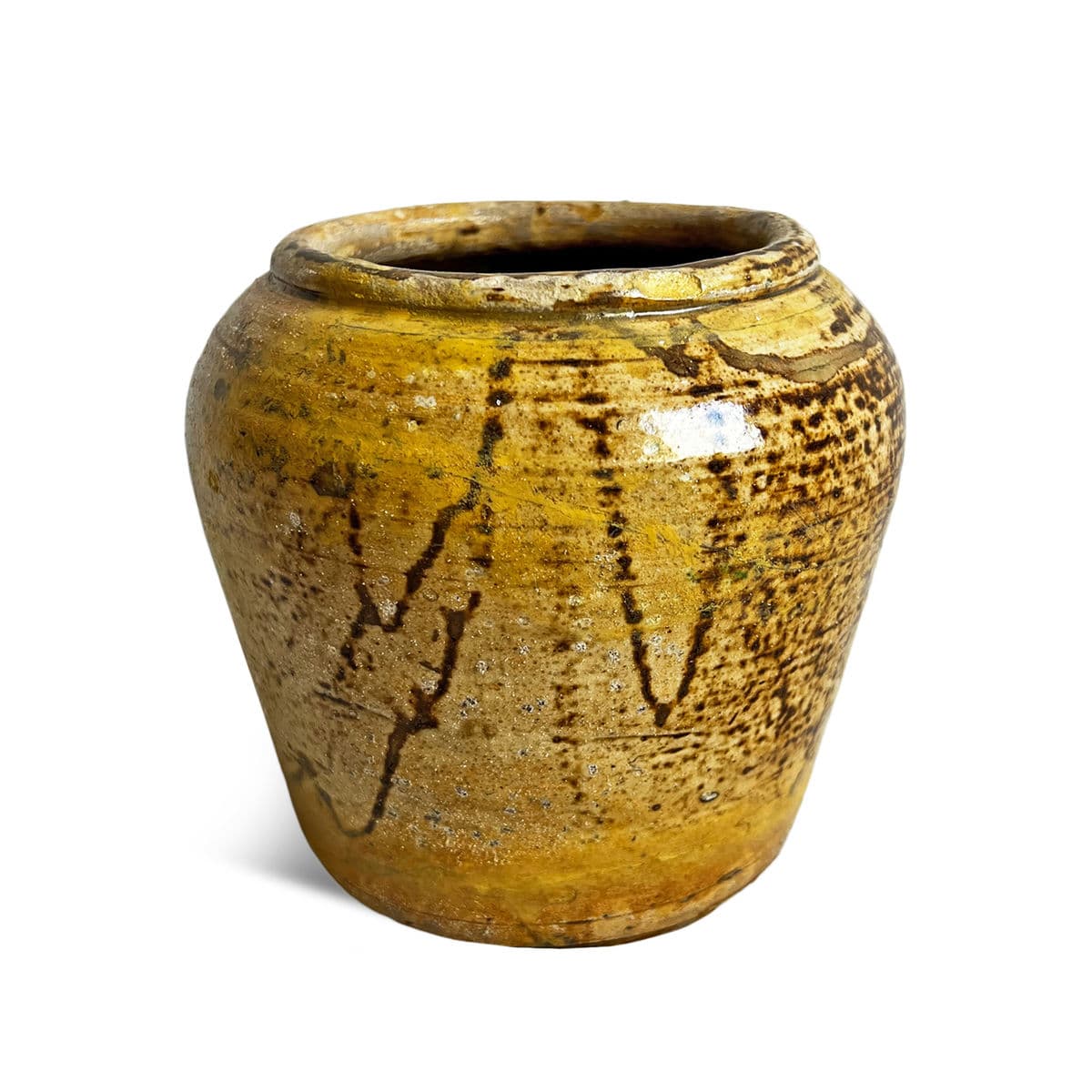 Antique Yellow Mongolian Ceramic Pot - Thumbnail 2