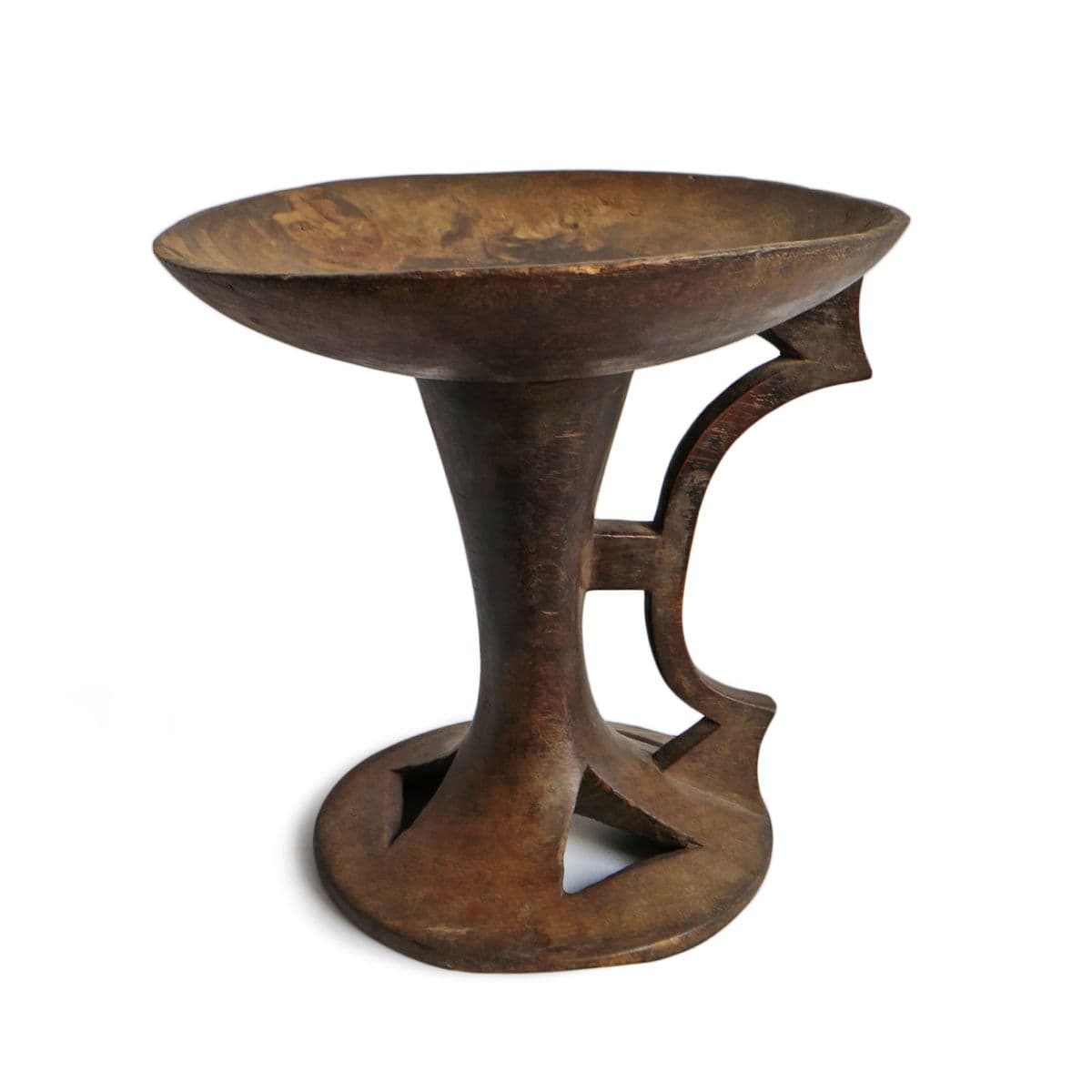 Vintage Naga Wood Serving Bowl Stool - Thumbnail 2