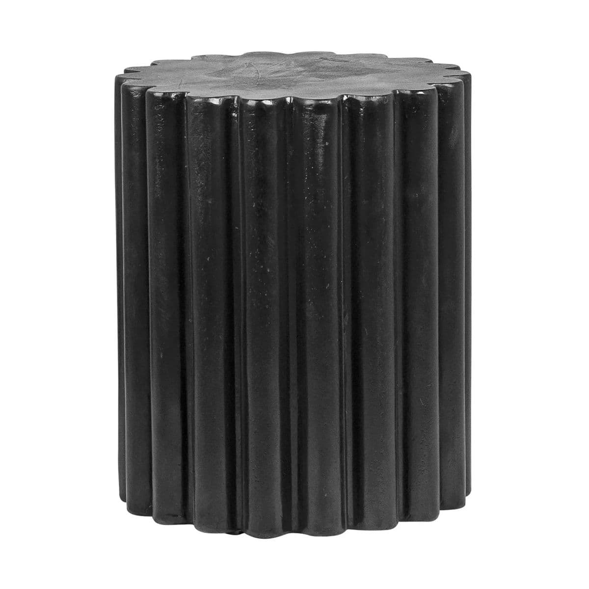 Modern Black Scalloped Outdoor Side Table - Thumbnail 2