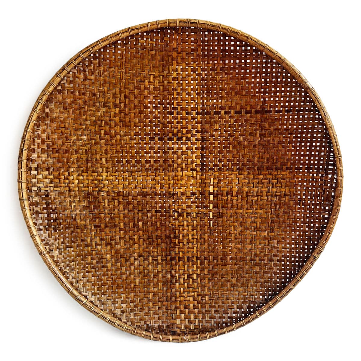 Bamboo Woven Round Basket Tray XL - Thumbnail 2