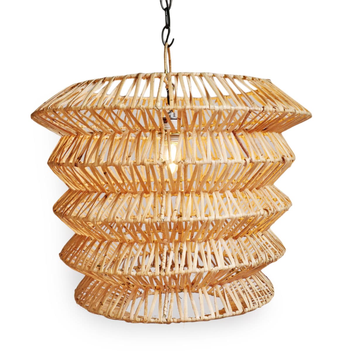 Zig-Zag Rattan Pendant Light - Thumbnail 2