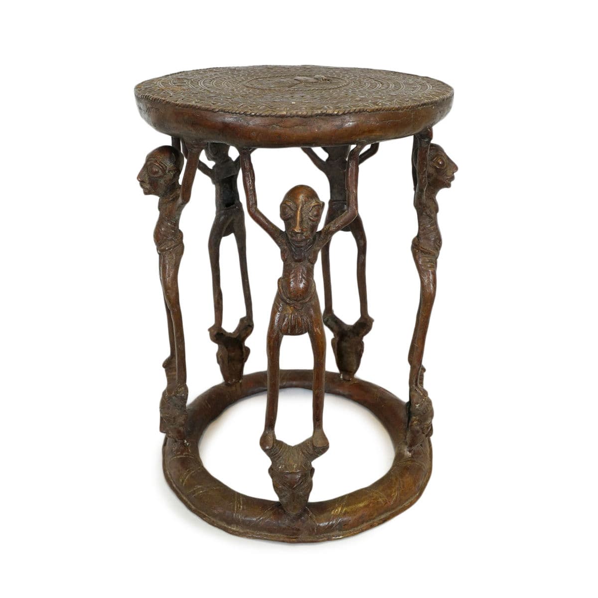 Vintage Bronze Tikar Stool - Thumbnail 2