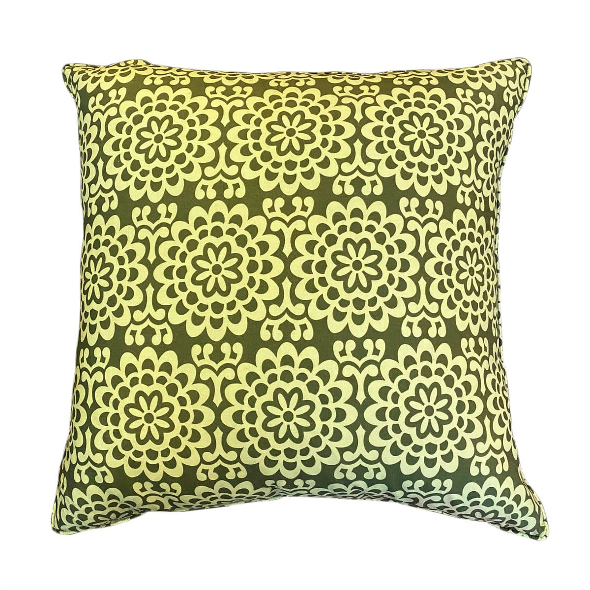 Green Flower Print Down Pillow - Thumbnail 2